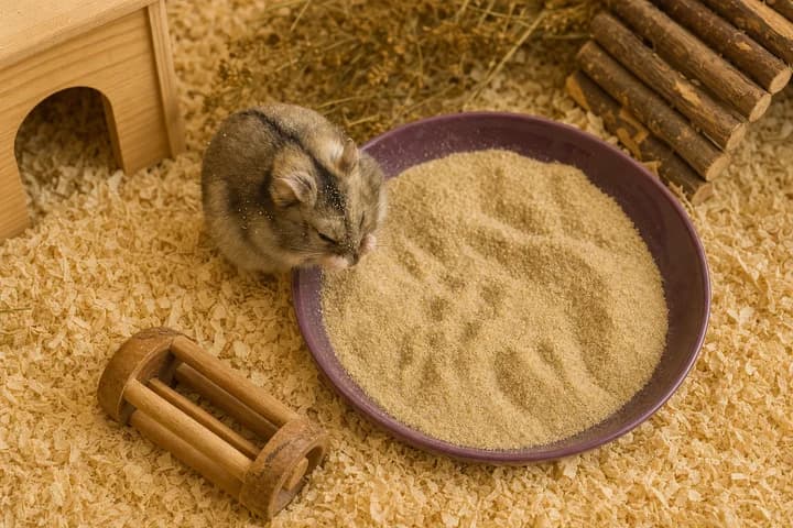 Kąpiel chomika w piasku — dlaczego nie wolno myć chomika wodą