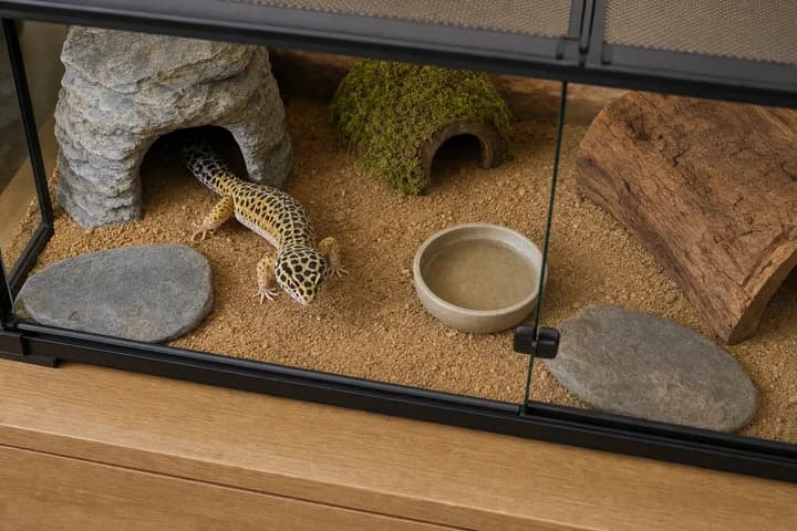 Terrarium dla gekona lamparciego — wymiary, grzanie i wyposażenie
