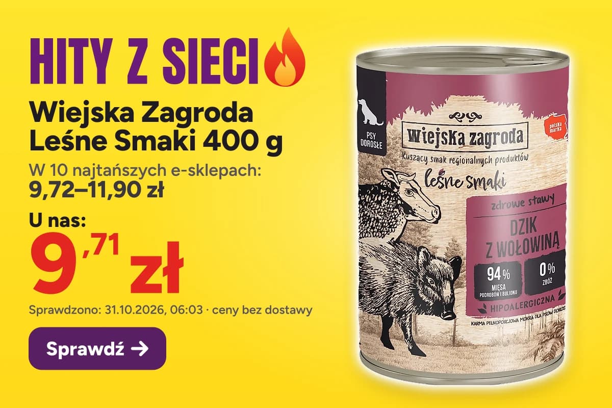 Wiejska Zagroda Leśne Smaki 400 g — u nas 9,71 zł, w 10 najtańszych e-sklepach 9,72–11,90 zł (sprawdzono 31.10.2026, 06:03, ceny bez dostawy)