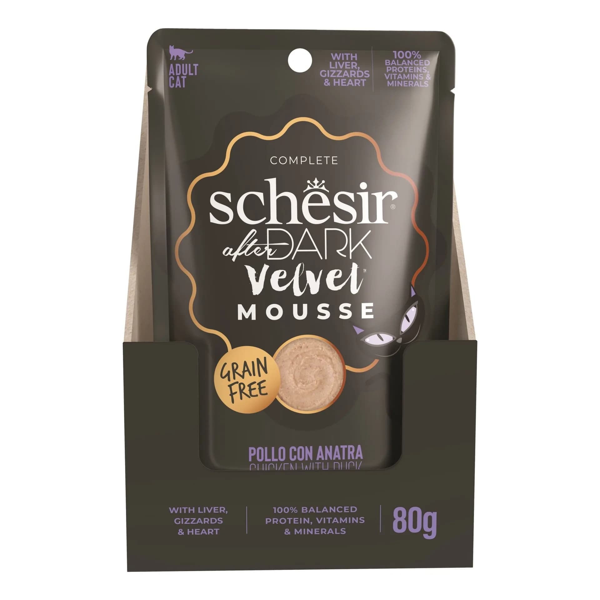Schesir After Dark Mus karma mokra dla dorosłych kotów kurczak z kaczką 80 g