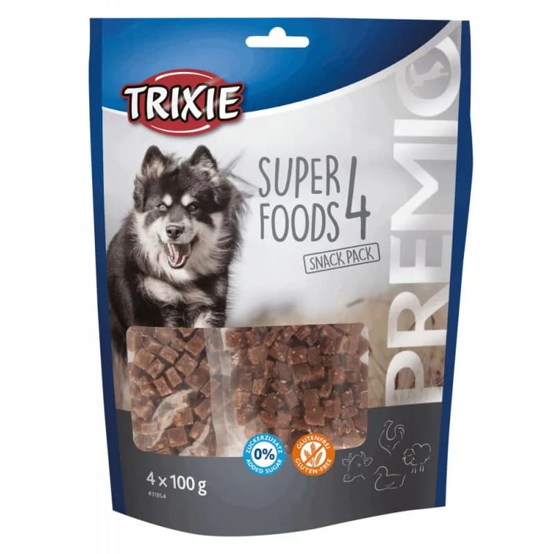 Trixie Przysmaki Premio dla psa 4 Superfoods, Kurczak, Kaczka, Wołowina, Jagnięcina 4 x 100 g