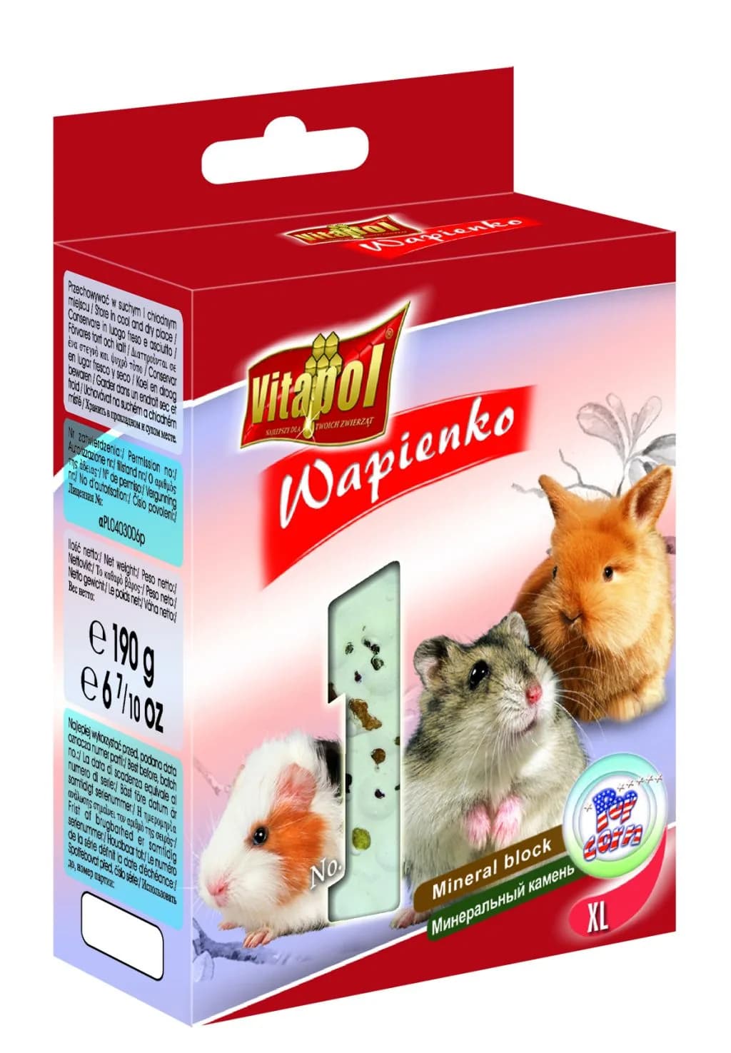 Vitapol Kostka wapienna Popcorn dla gryzoni i królika – 190 g