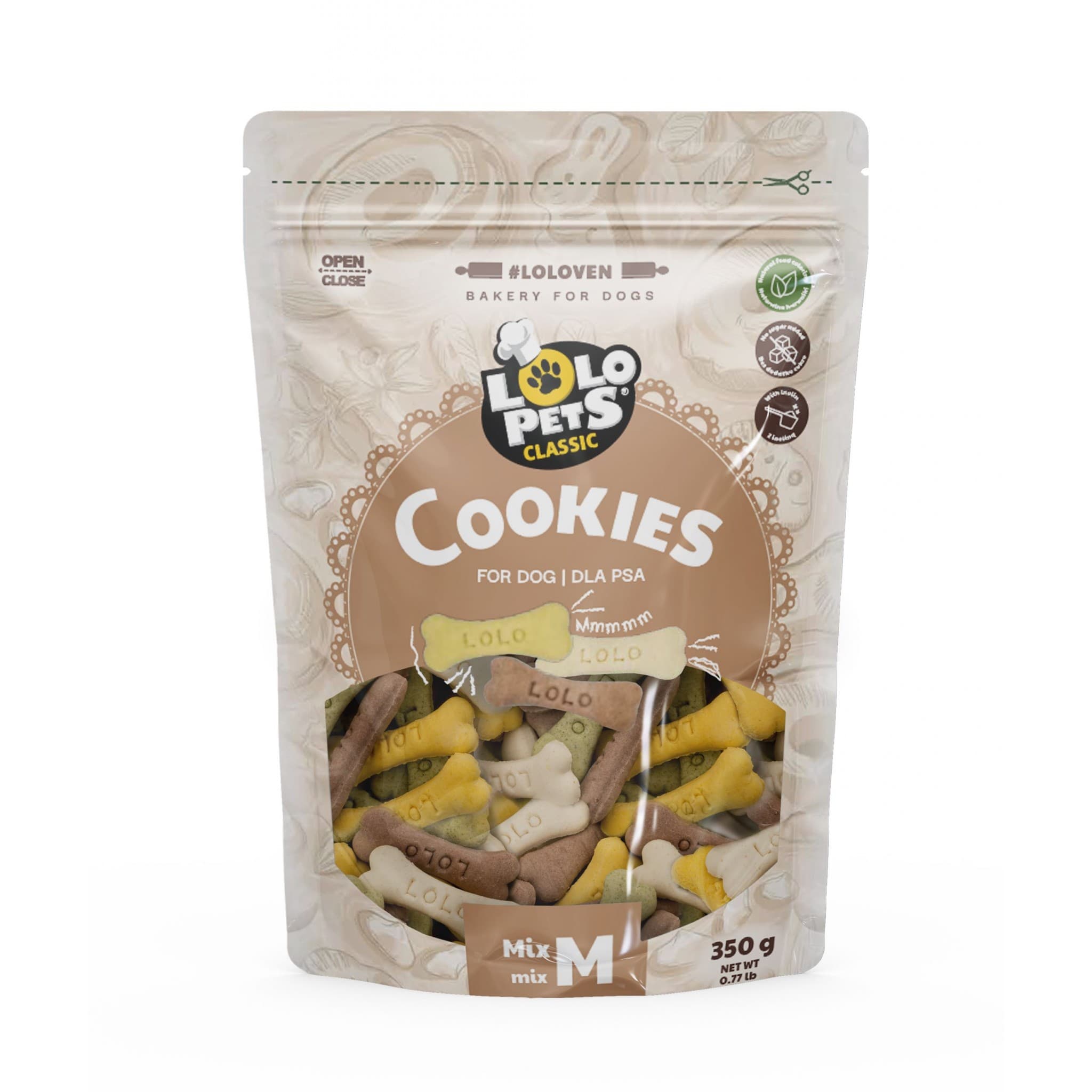 Lolo Pets Ciastka przysmak dla psów kości w Folii Doypack – M