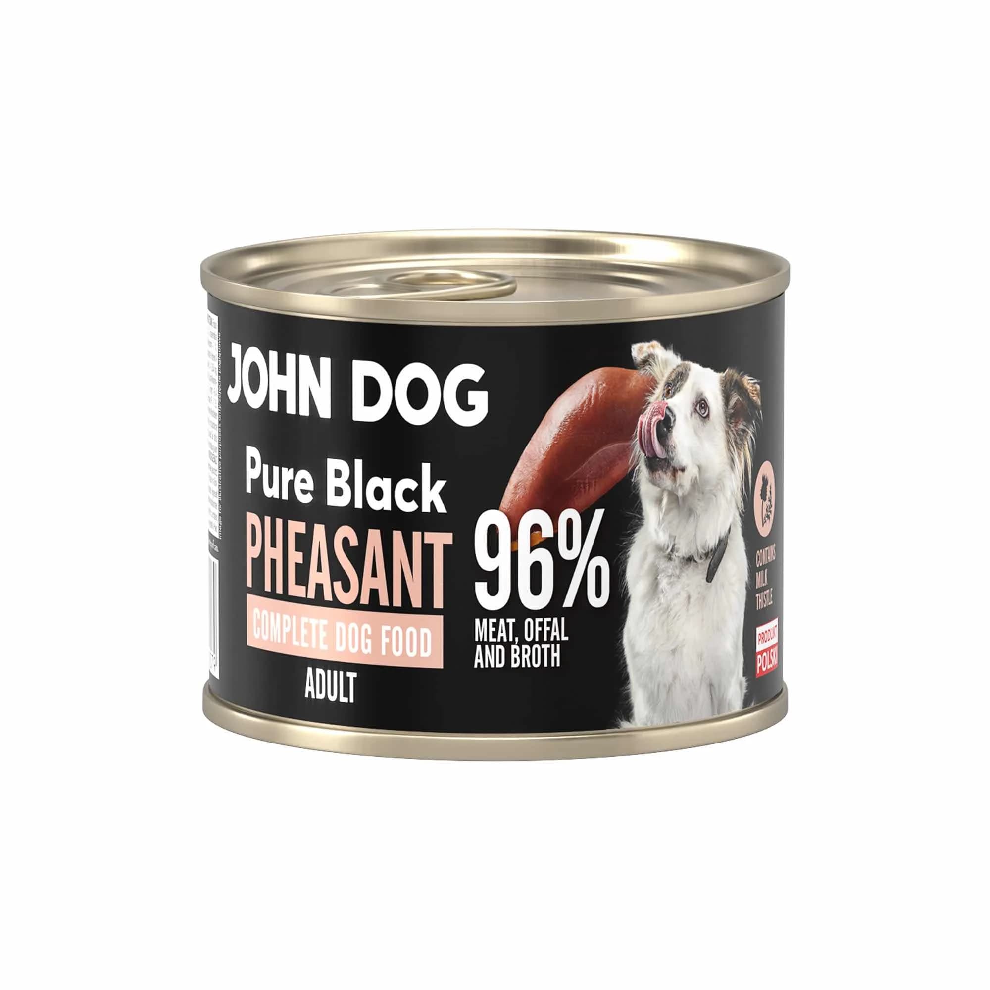 John Dog Pure Black karma mokra dla dorosłych psów z bażantem – 200 g