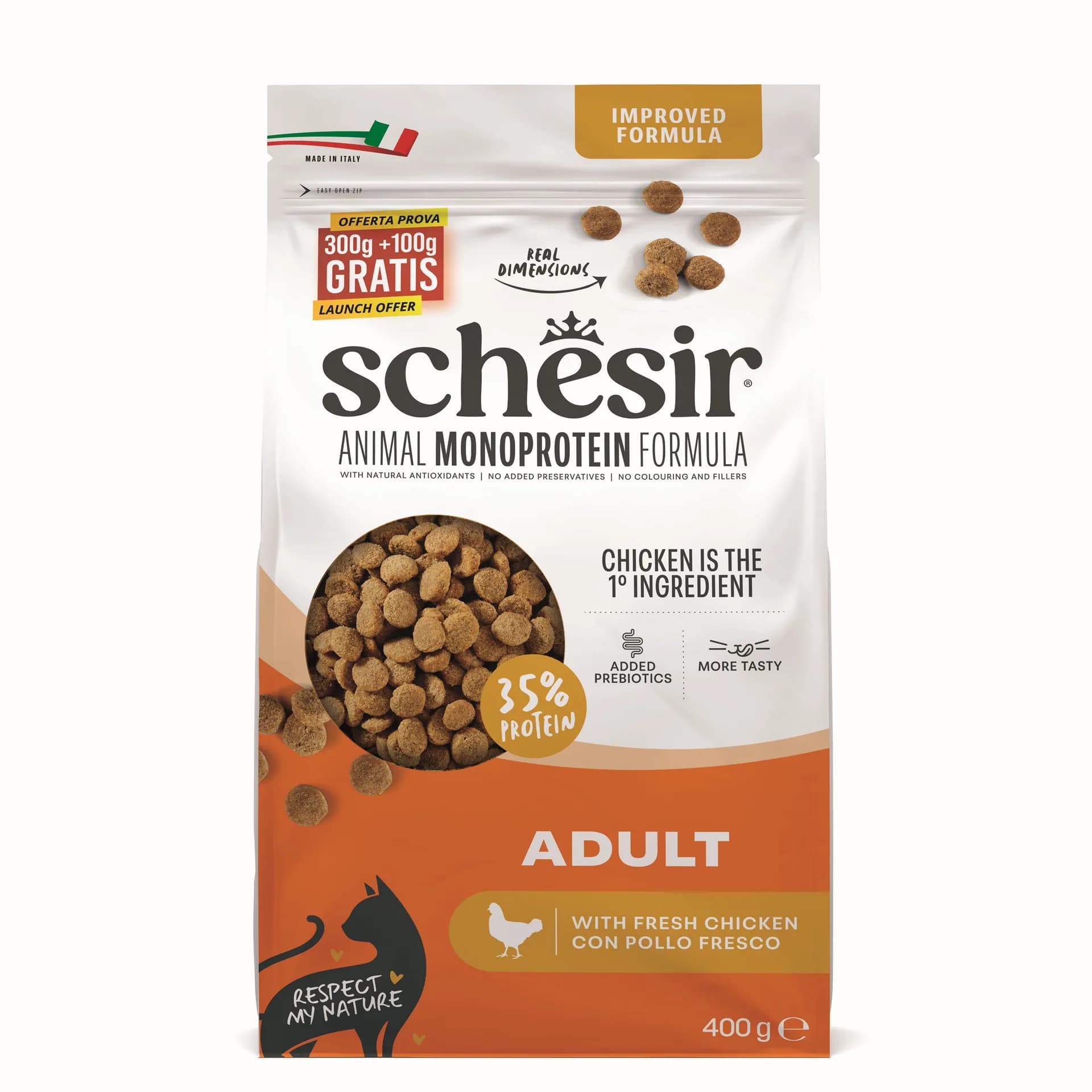 Schesir Animal Monoprotein Formula karma sucha dla dorosłego kota kurczak – 400 g