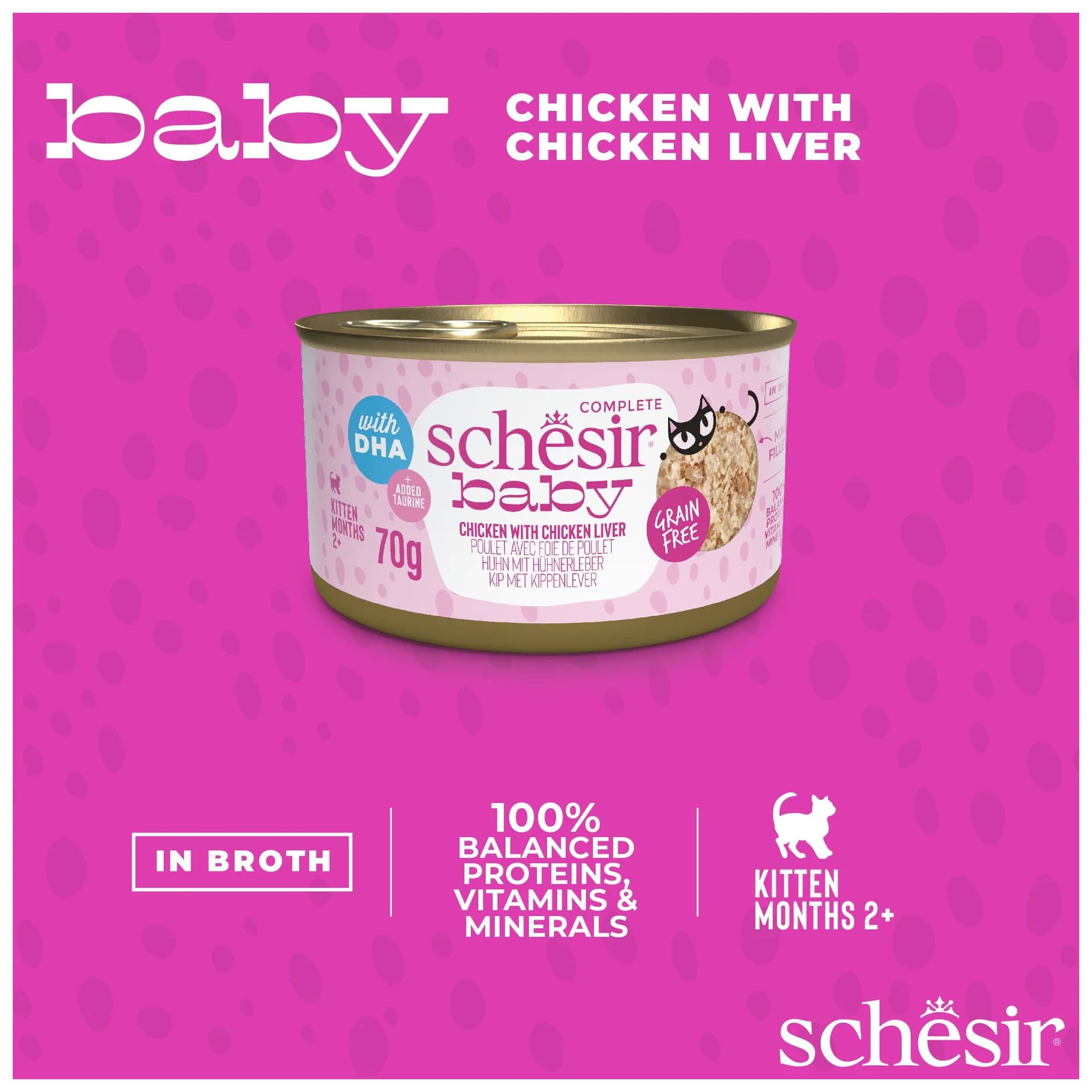 Schesir Baby Thrive multipack karma mokra dla kociąt kurczak z wątróbką – 70 g