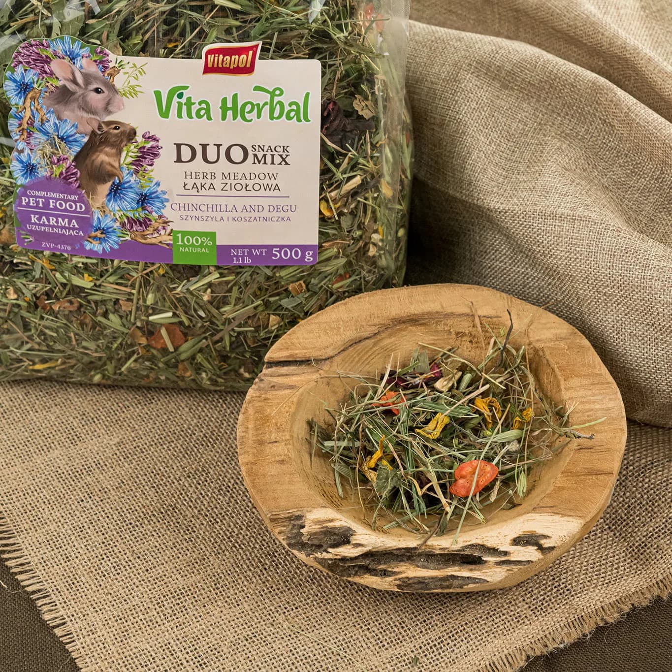 Vitapol Vita Herbal Duo Snack mix łąka ziołowa dla szynszyli i koszatniczki 500 g