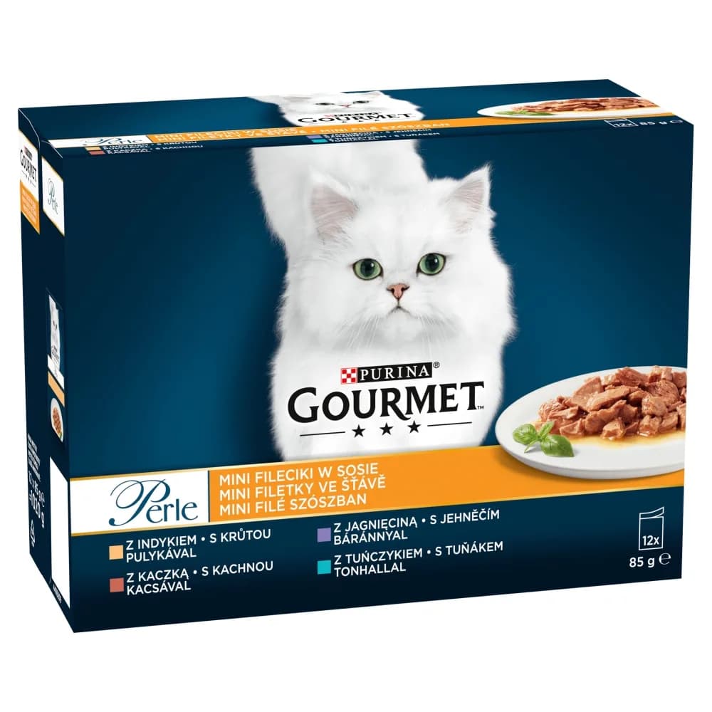 Gourmet Purina Perle indyk, kurczak, tuńczyk, jagnięcina w sosie 12 × 85 g