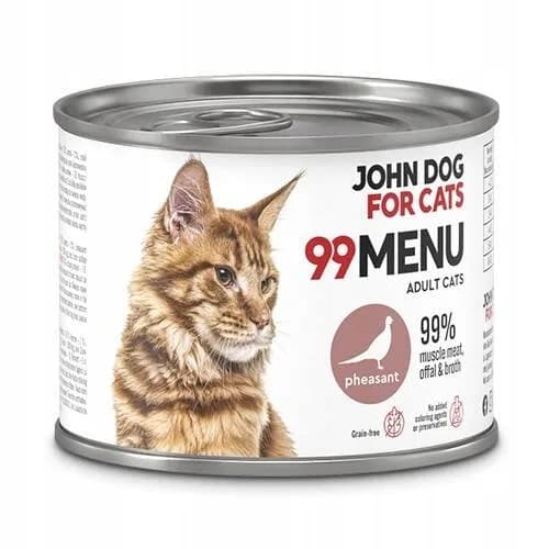John Dog for Cats 99 Menu karma mokra z kurczakiem i bażantem dla dorosłych kotów 200 g