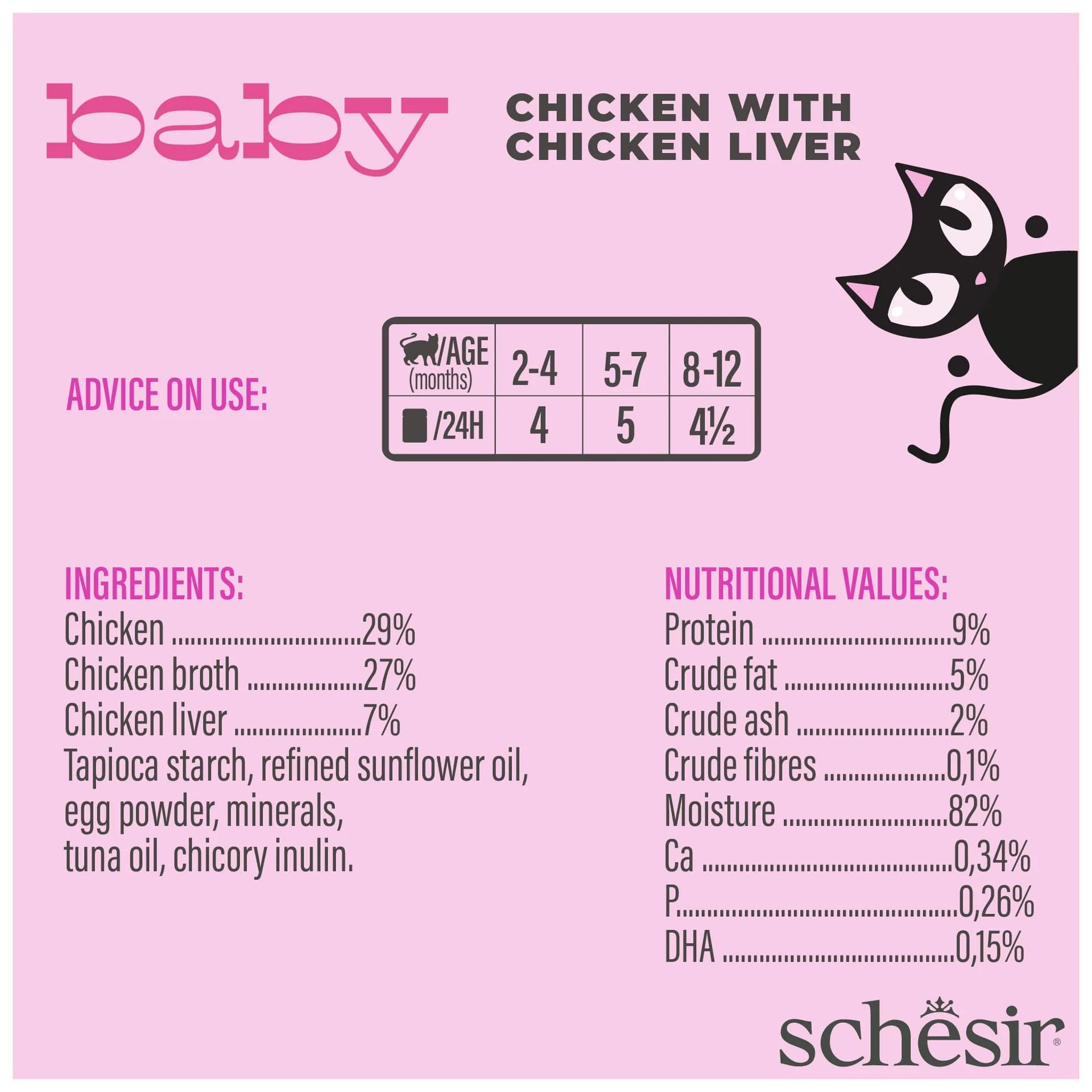 Schesir Baby Mousse karma mokra dla kociąt kurczak z wątróbką 70 g