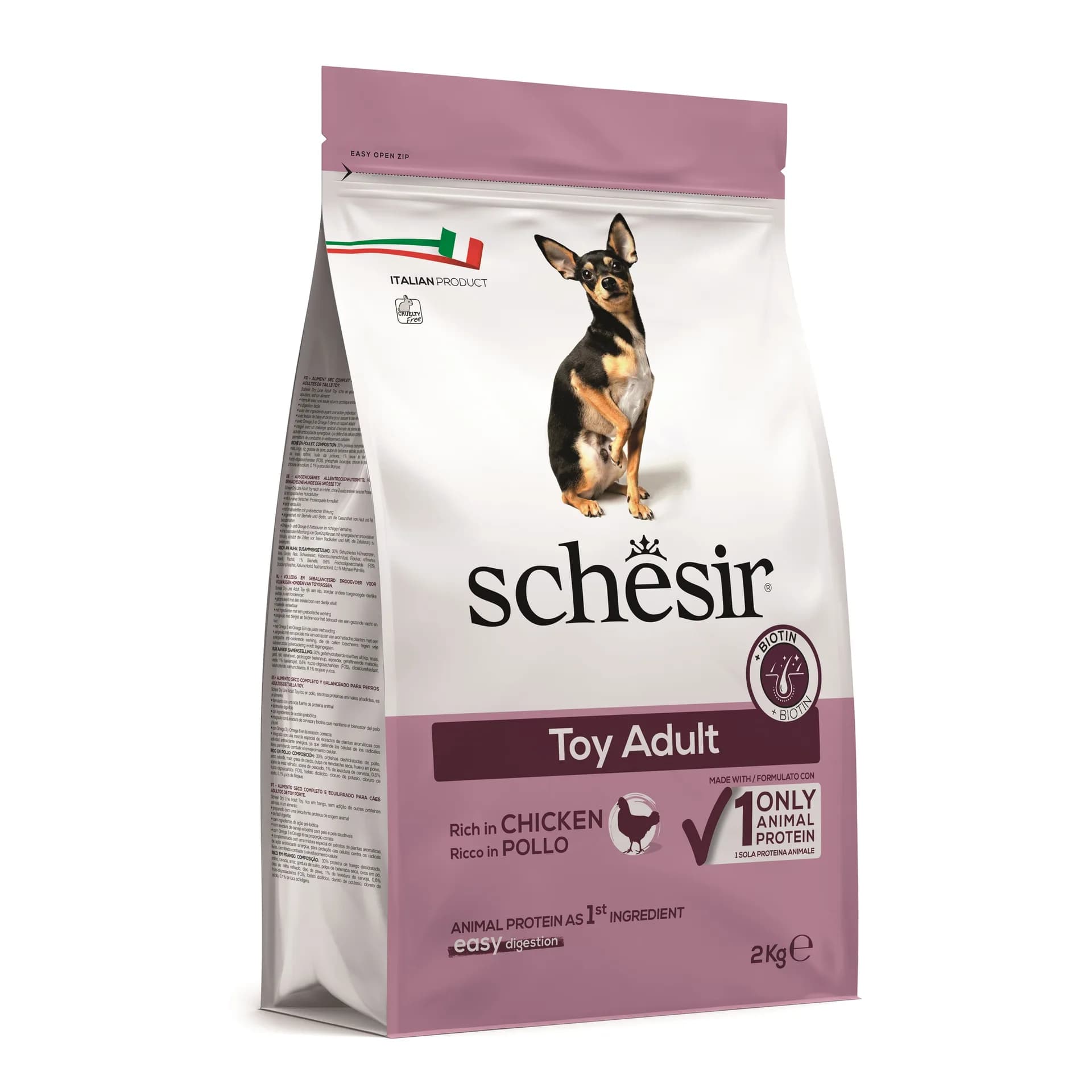 Schesir Original Toy Adult Rich in Chicken karma sucha z kurczakiem dla dorosłych psów ras miniaturowych – 2 kg