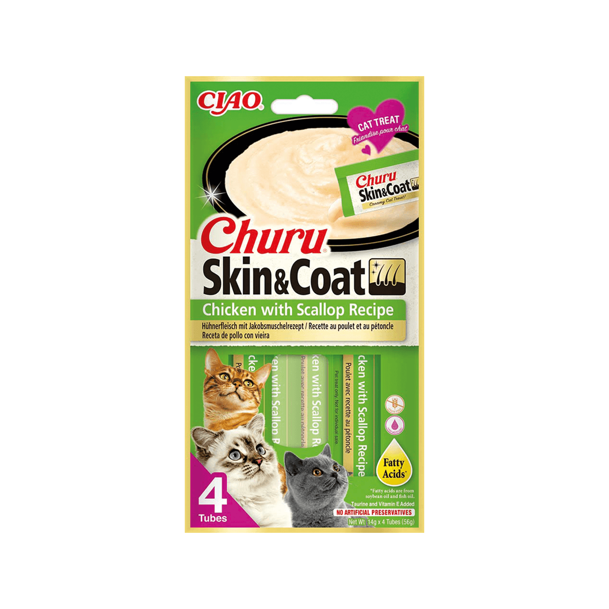 INABA Cat Churu Skin&coat Chicken Scallop 4 × 14 g