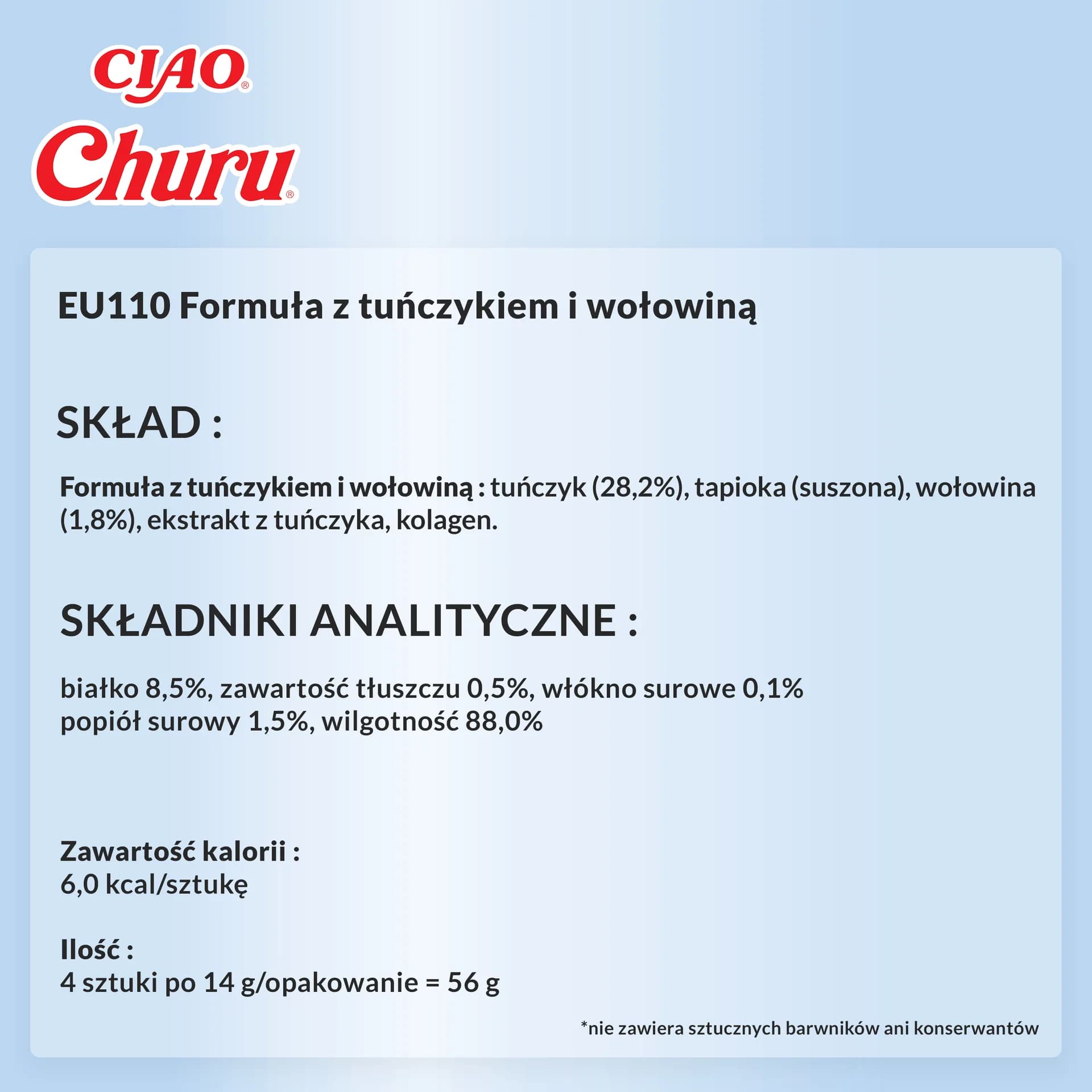 INABA Cat Churu Tuna With Beef Recipe przysmak dla kotów 4 × 14 g 56 g