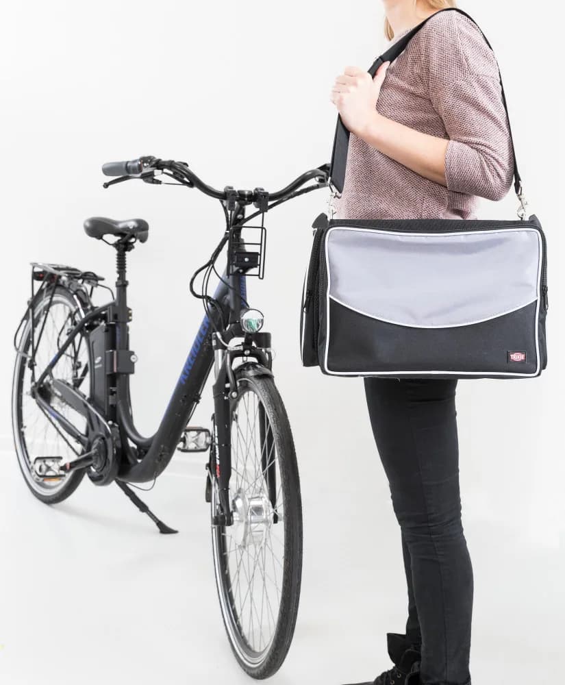 Trixie Torba transporter rowerowy przedni dla psa Czarno-szary