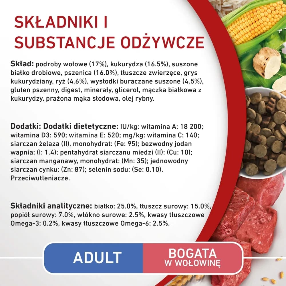Purina ONE Adult Medium/Maxi Karma dla dorosłych psów bogata w wołowinę z ryżem – 12 kg