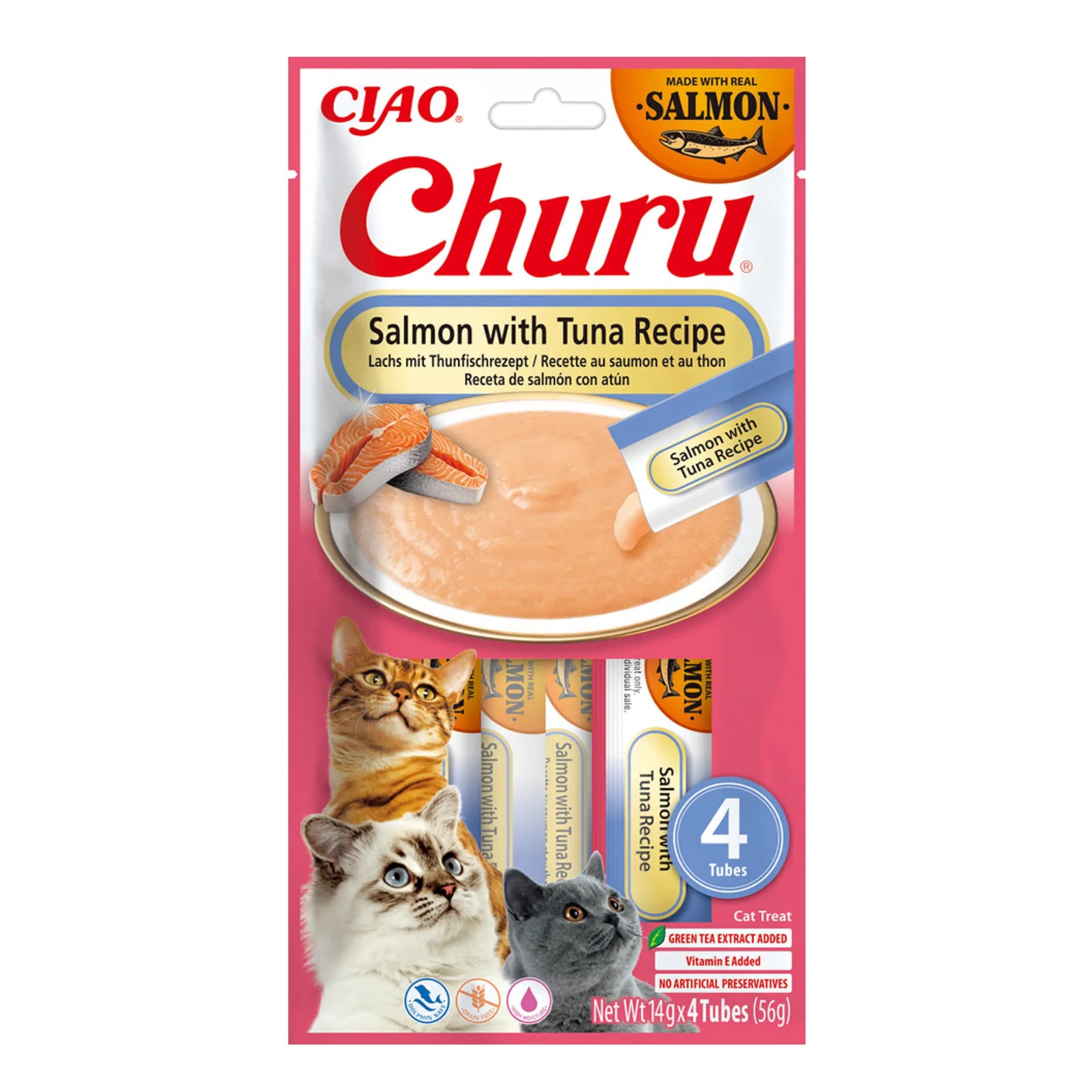 INABA Cat Churu przysmak dla kota Łosoś z tuńczykiem 4 × 14 g 56 g