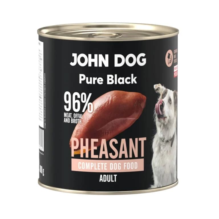 John Dog Pure Black karma mokra dla dorosłych psów z bażantem – 800 g