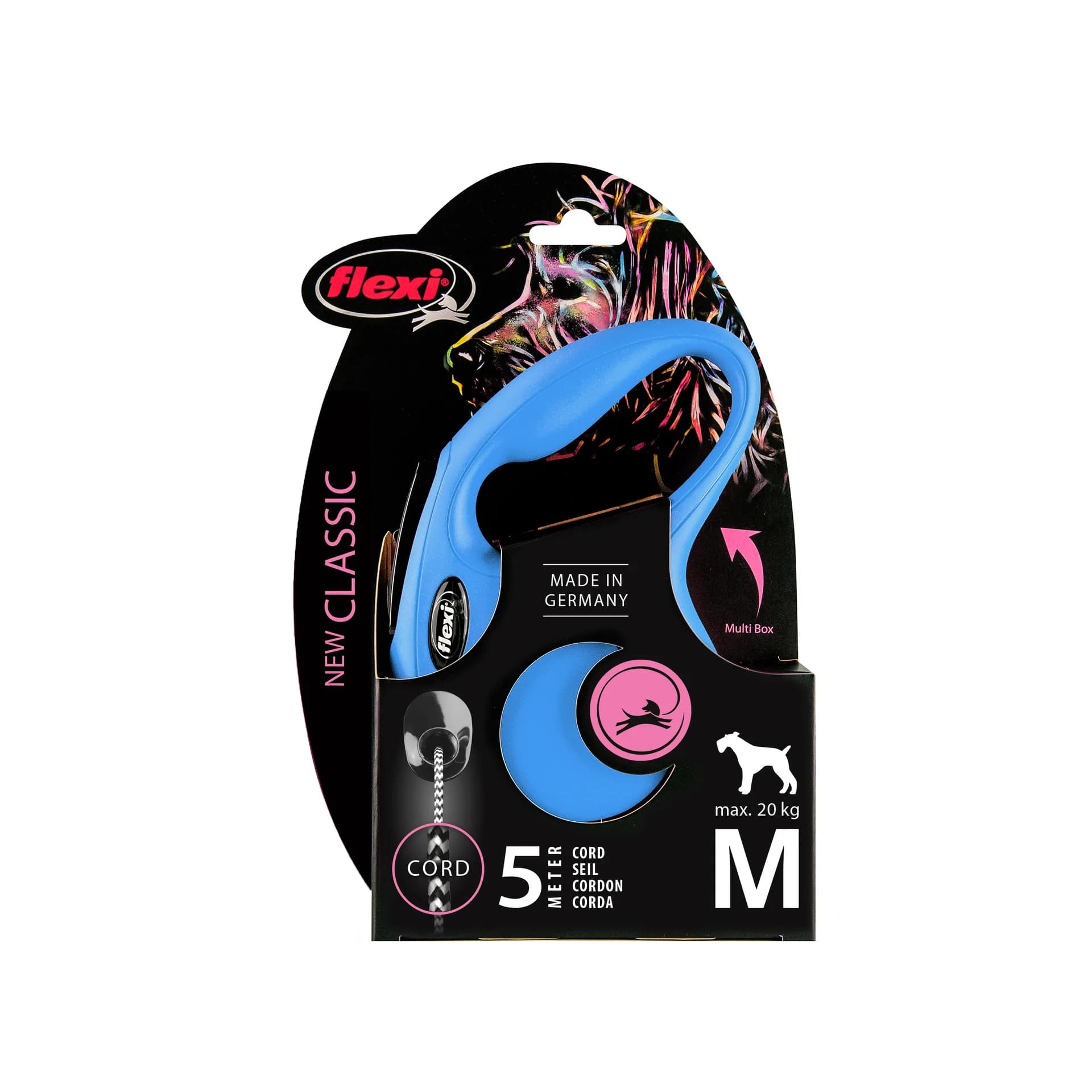 Flexi New Classic smycz automatyczna sznurkowa dla psa – M 5 m/20 kg