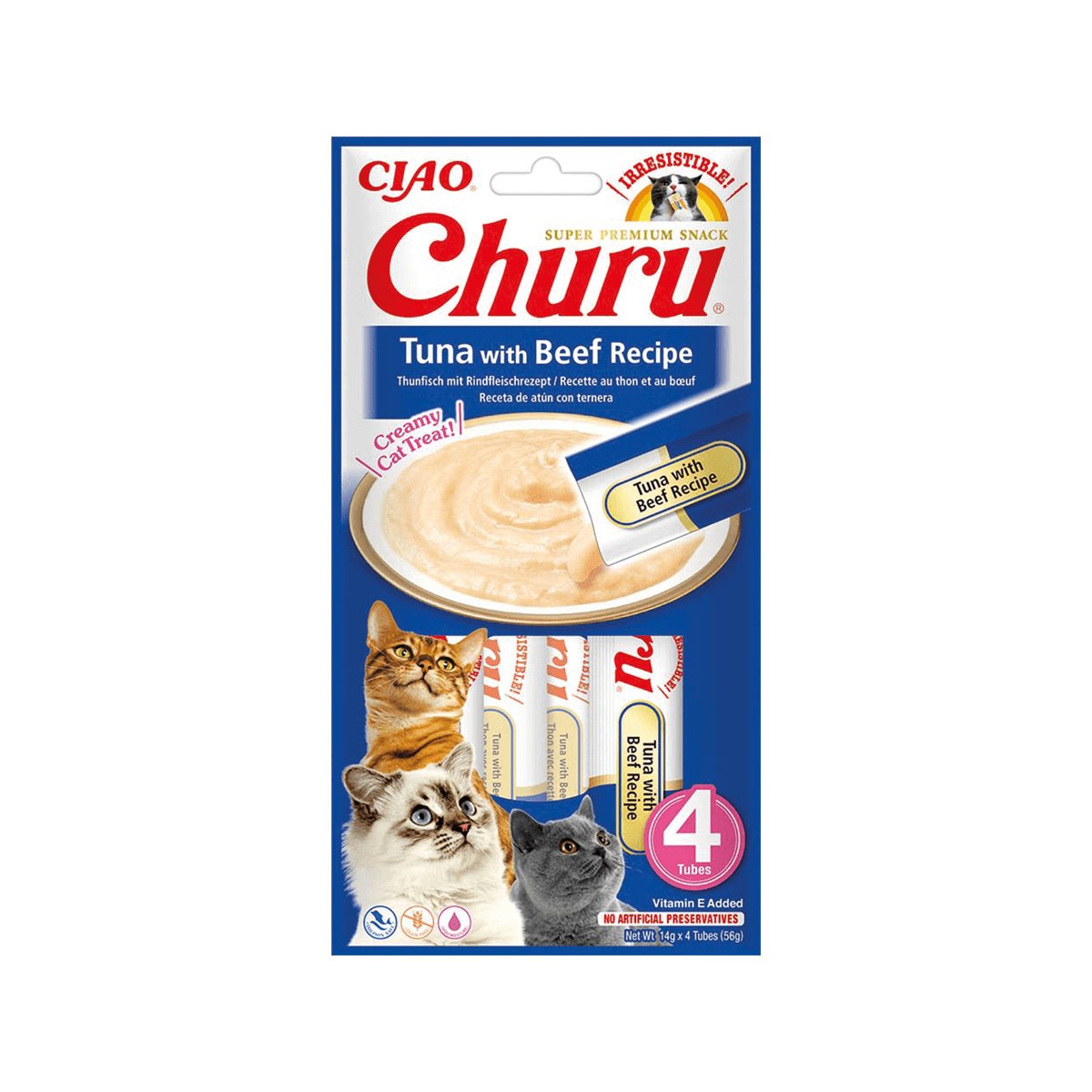 INABA Cat Churu Tuna With Beef Recipe przysmak dla kotów 4 × 14 g 56 g