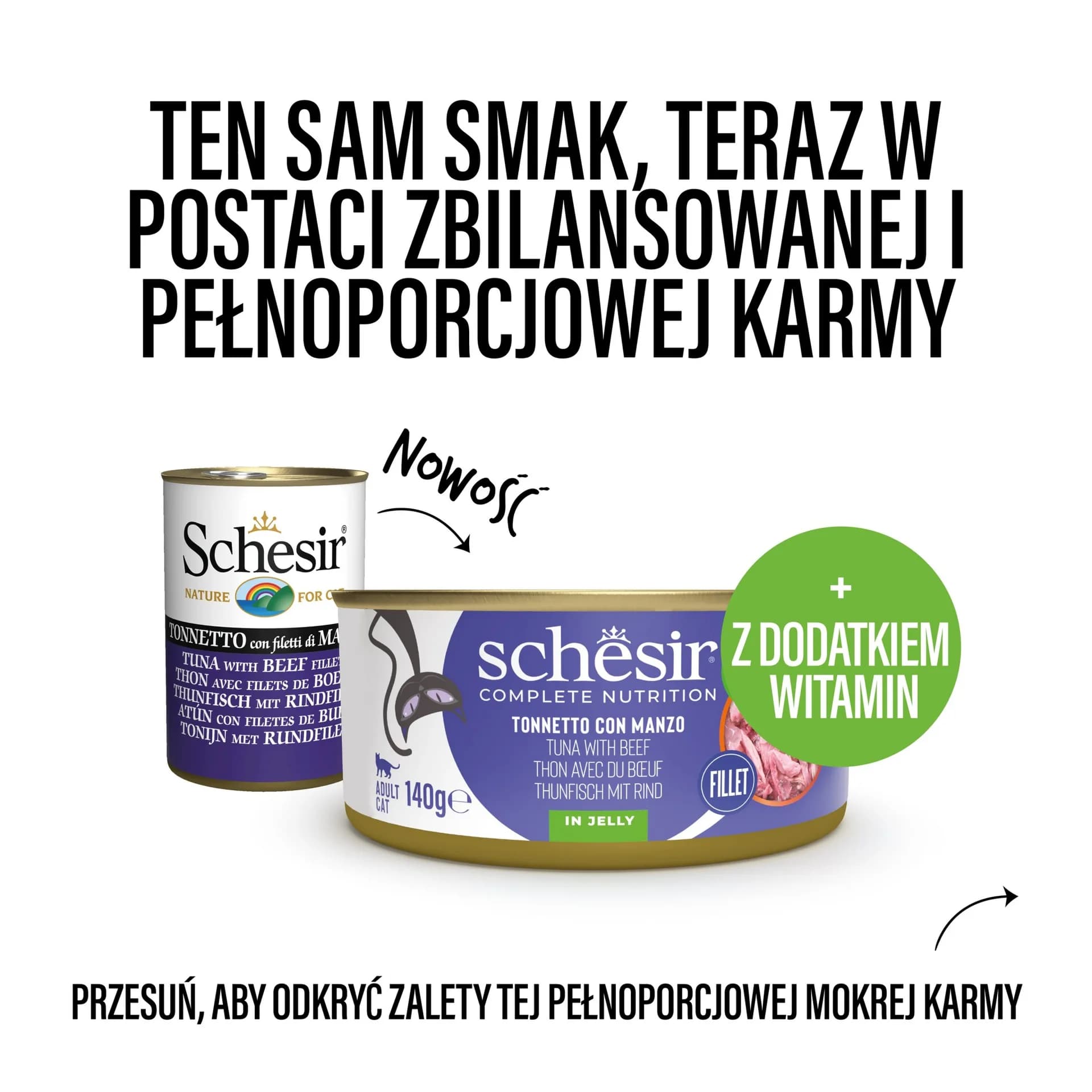 Schesir Karma mokra dla kota tuńczyk z wołowiną w galarecie – 140 g