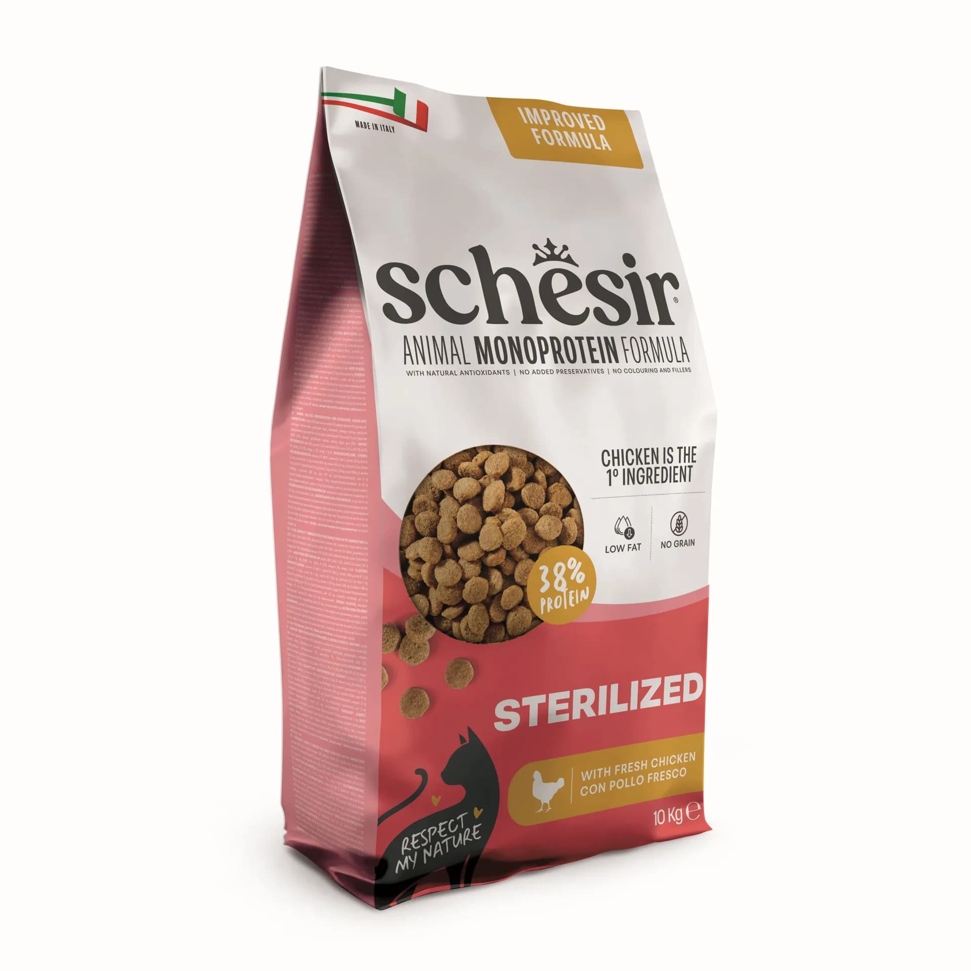 Schesir Animal Monoprotein Formula Sterilized karma sucha dla kota po sterylizacji kurczak worek – 10 kg