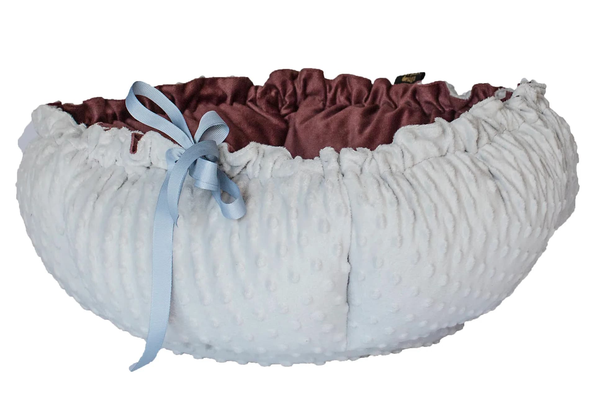 Lauren Design Legowisko dla kota i psa Daisy Velvet – szary velvet + róż minky / ⌀ 80