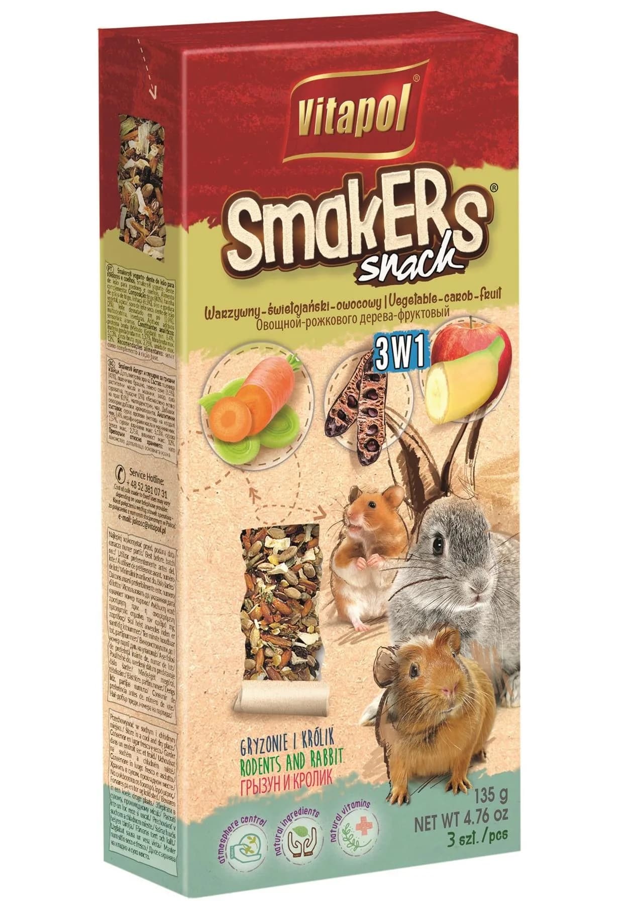 Vitapol Smakers 3w1 przysmak dla gryzoni i królika 135 g