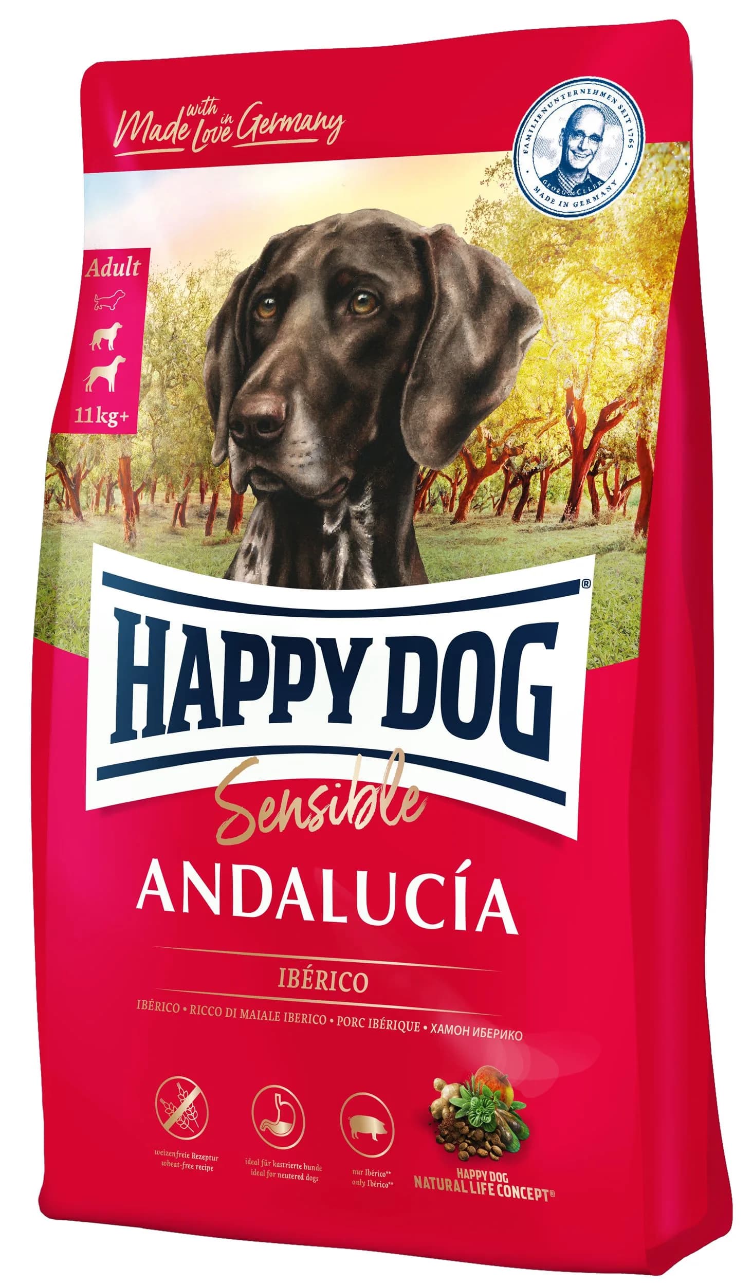 Happy Dog Sensible Andalucia karma sucha z wieprzowiną iberyjską dla dorosłych psów – 1 kg