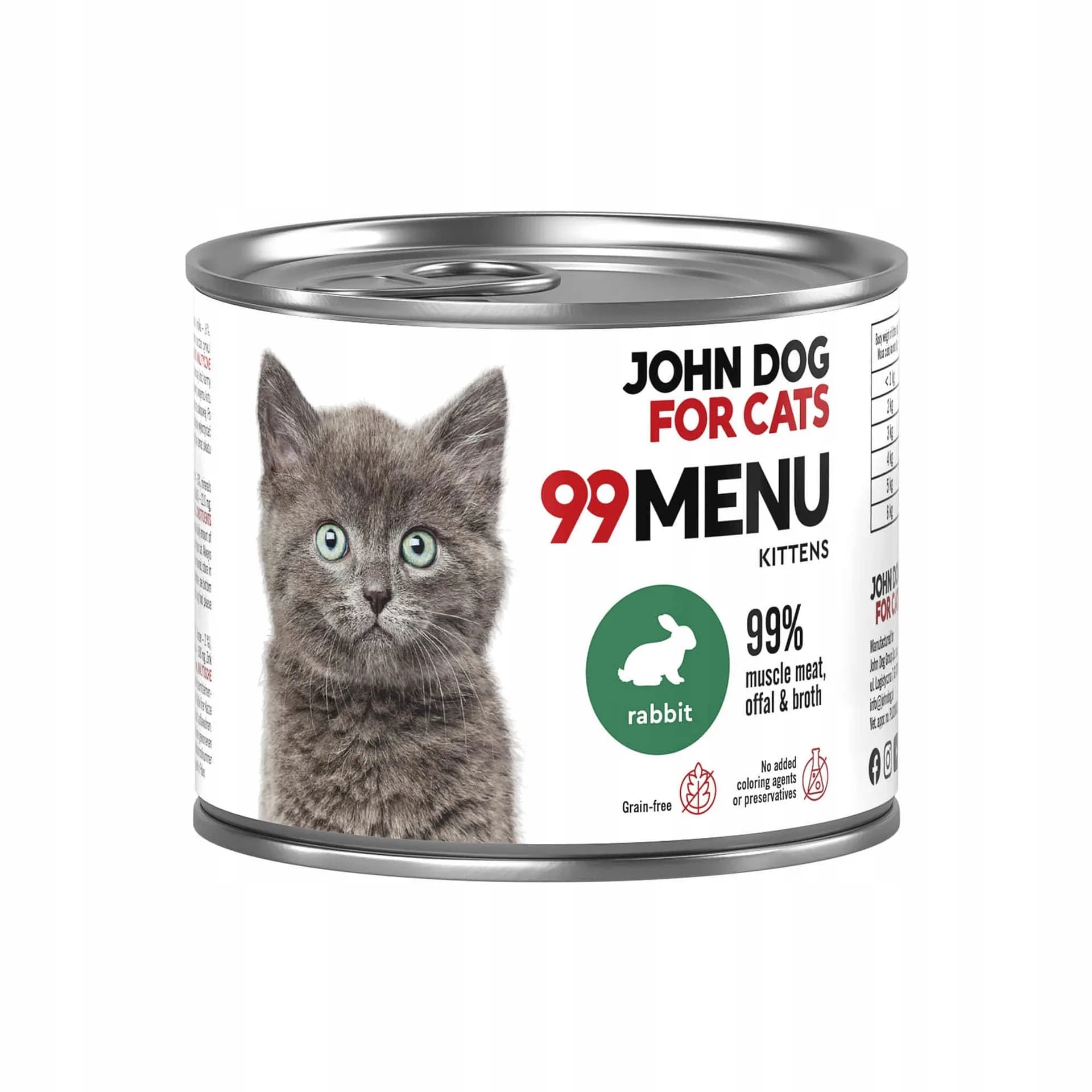 John Dog for Cats 99 Menu karma mokra z kurczakiem i królikiem dla kociąt 200 g