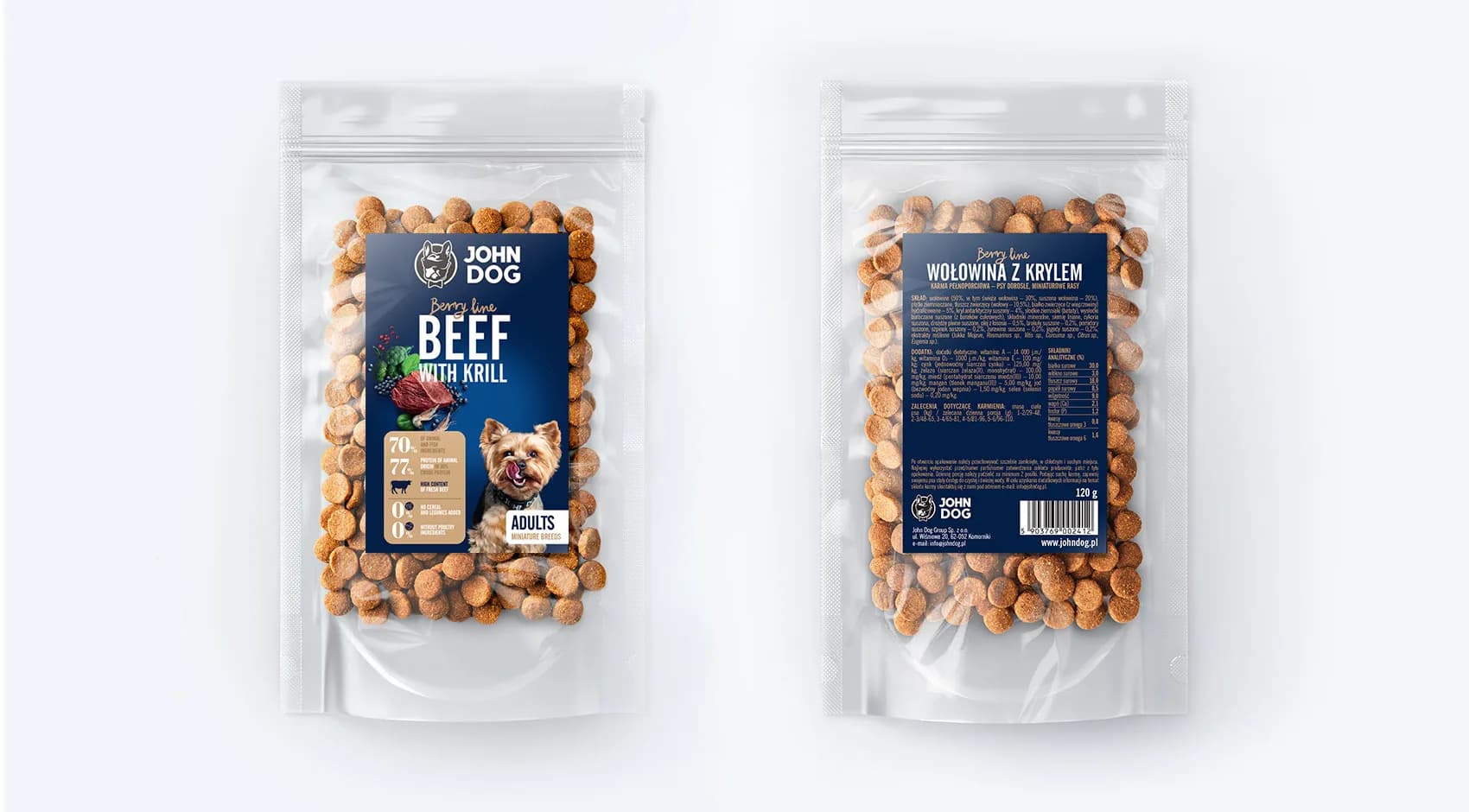 John Dog Berry Mini Rasy wołowina z krylem – 120 g