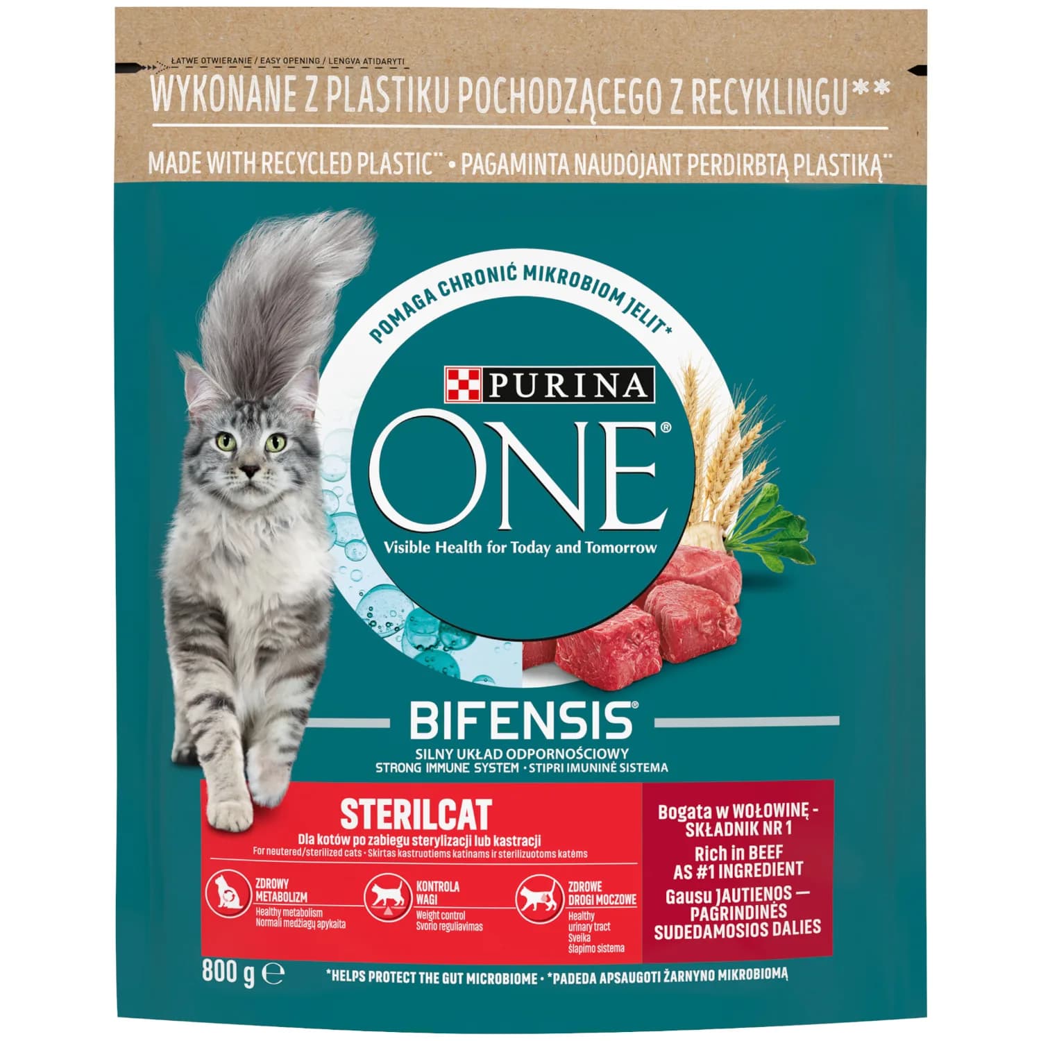 Purina ONE Sterilcat Bogata w wołowinę i pszenicę – 800 g