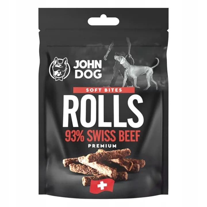 John Dog Smakołyki Soft Bites Rurki z wołowiny szwajcarskiej 93%/Rolls 93% Beef 90 g
