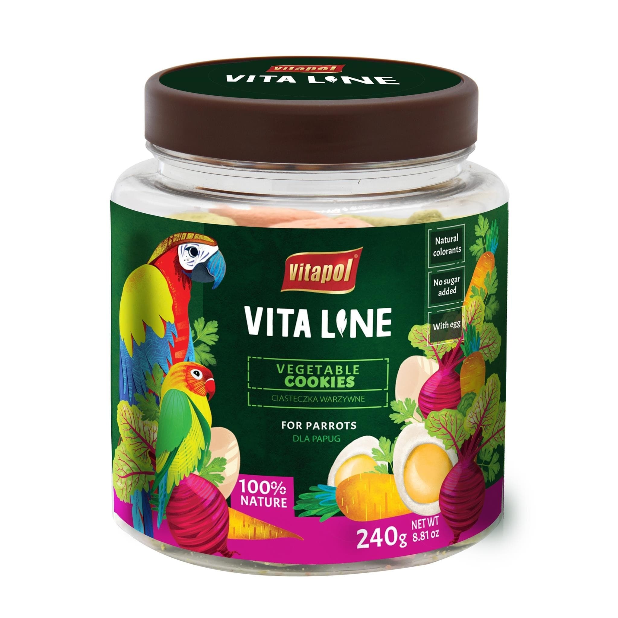 Vitapol Vitaline przysmak dla papug Ciasteczka warzywne słoik 240 g