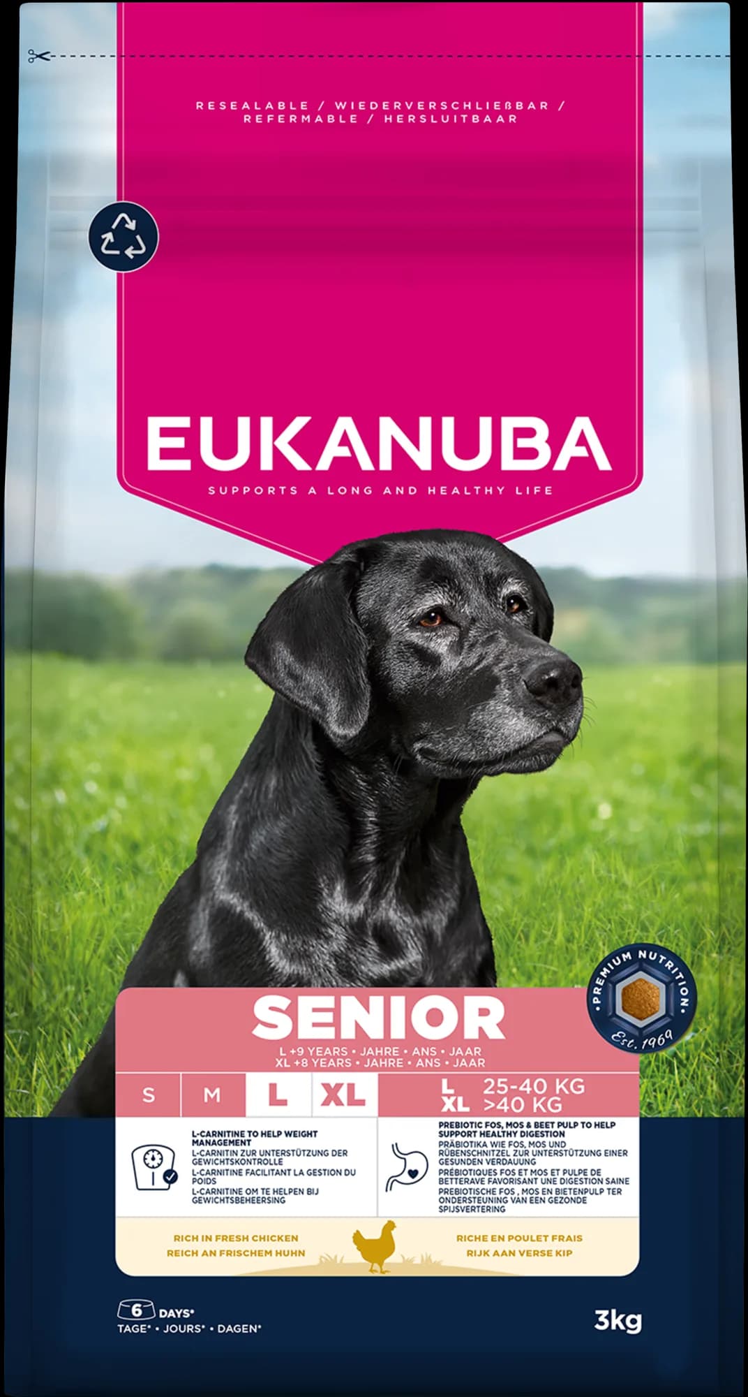 Eukanuba Life Care Senior Large Breed karma sucha ze świeżym kurczakiem dla starszych psów dużych i olbrzymich ras – 3 kg