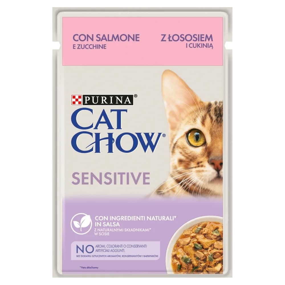 Cat Chow Purina Sensitive mokra karma z łososiem i cukinią w sosie 85 g