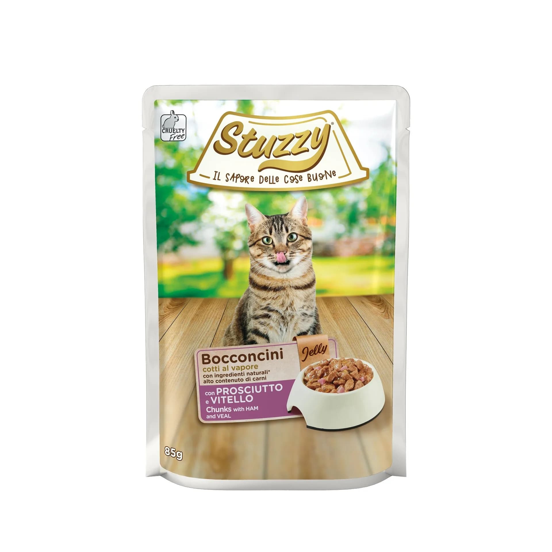 Stuzzy Bocconcini, karma mokra, dla kota, szynka z cielęciną w galarecie, saszetka 85 g