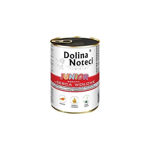 Dolina Noteci Premium Junior bogata w serca wołowe dla szczeniąt 400 g