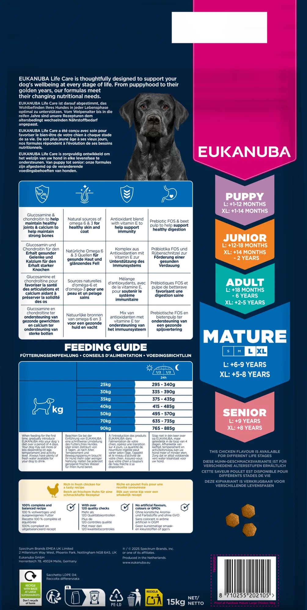 Eukanuba Dog life care mature karma sucha dla dojrzałych psów dużych ras kurczak 15 kg