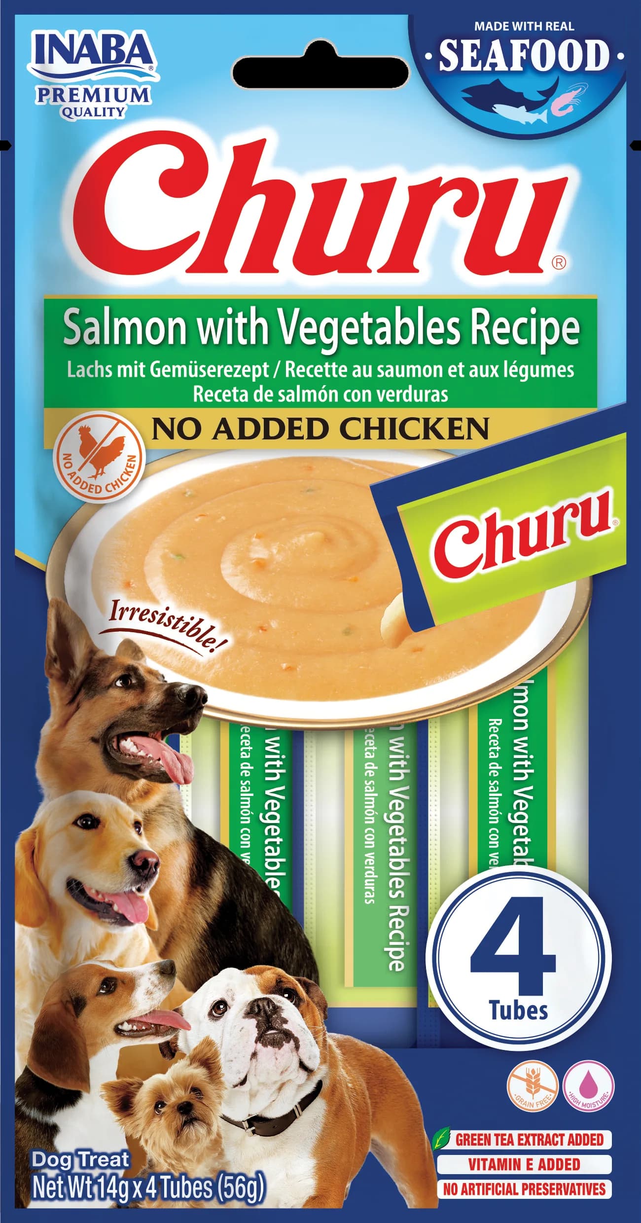 INABA Dog Churu przysmak dla psa formuła z łososiem i warzywami 4 x 14 g