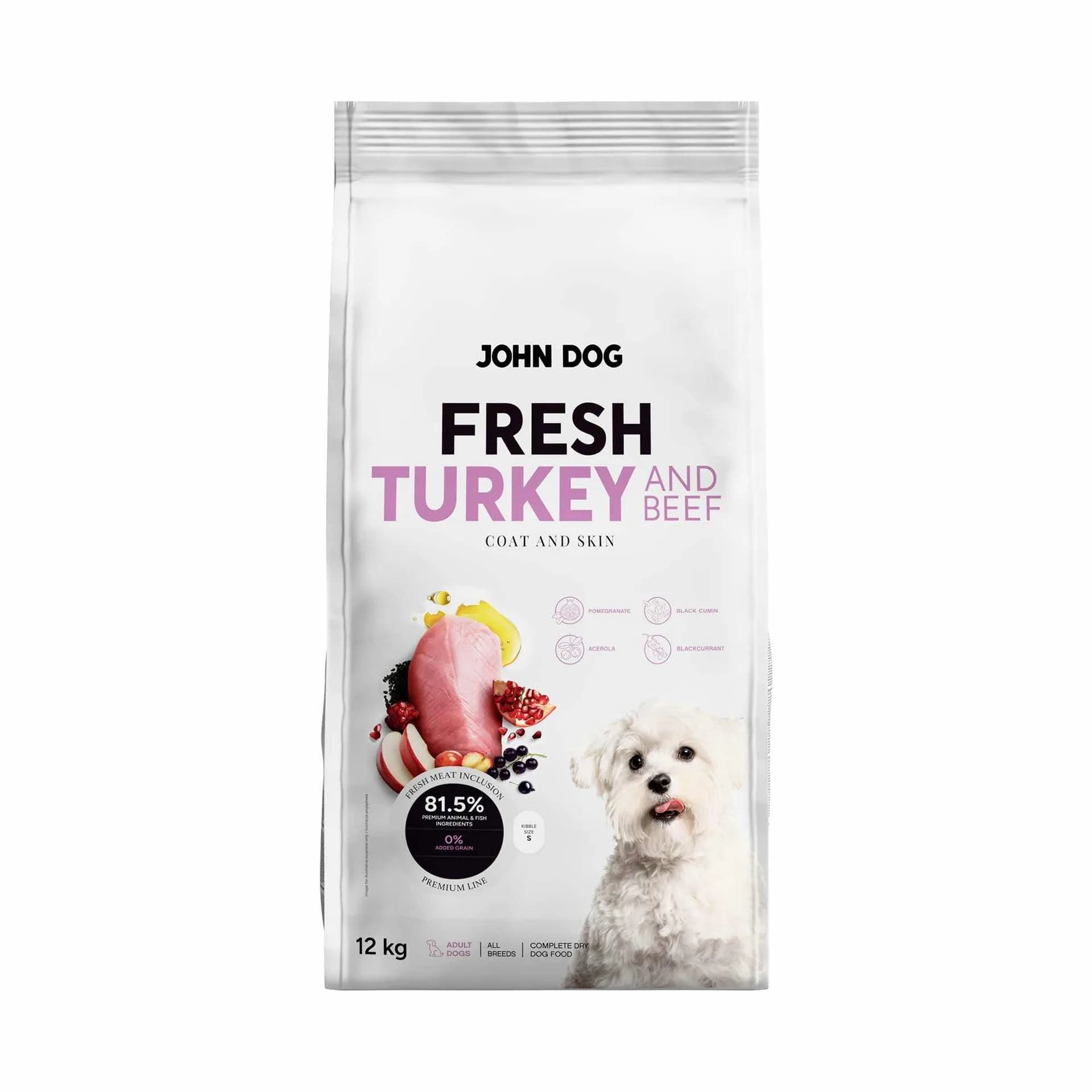 John Dog Fresh karma sucha dla psa Indyk i wołowina – 12 kg