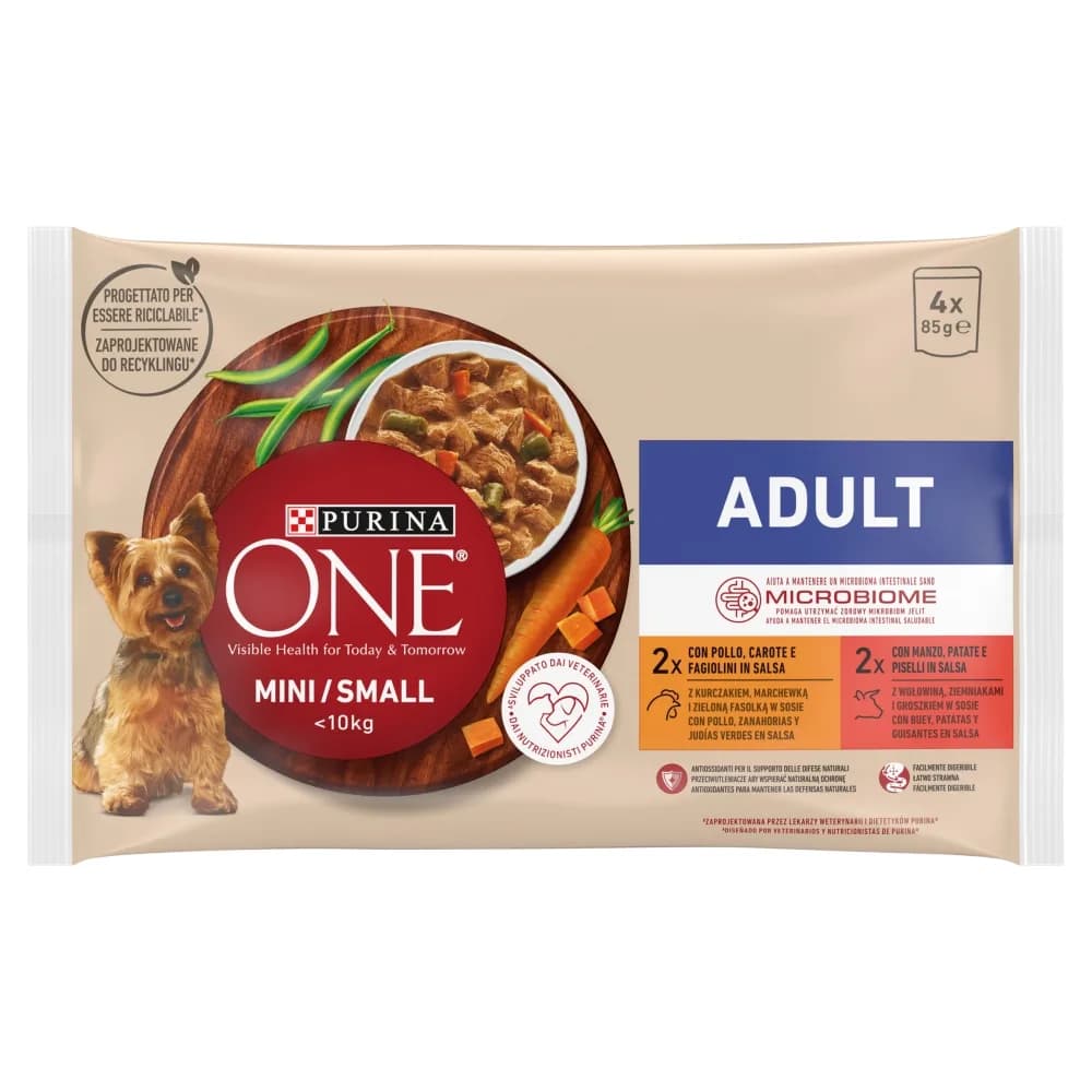 Purina ONE Mini Dog Adult Kurczak/Wołowina 340 g 4 x 85 g