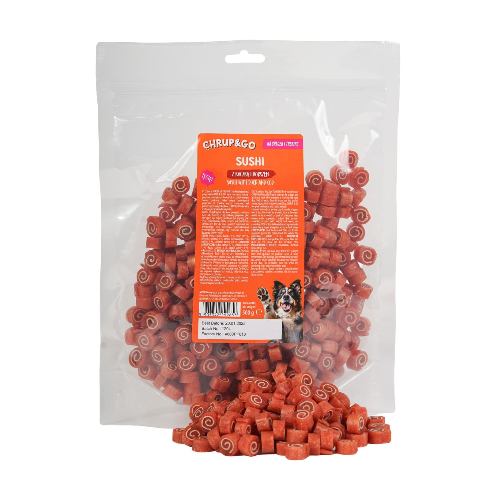 Chrup&Go Przysmak dla psa Sushi z kaczką i dorszem 500 g