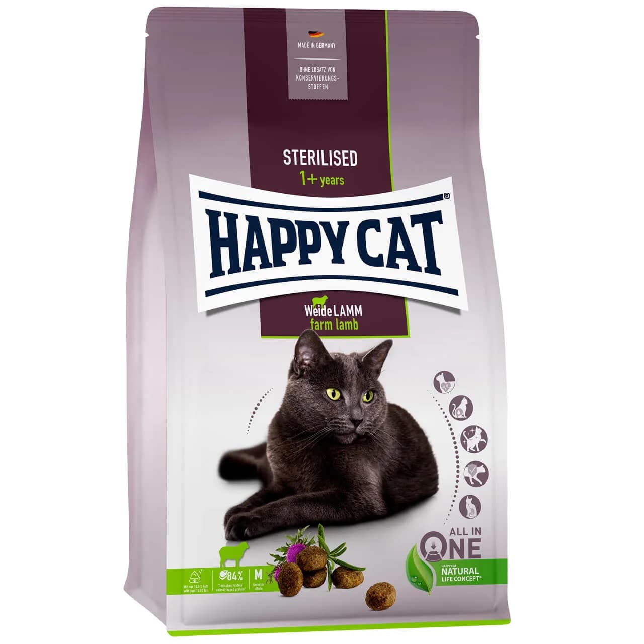 Happy Cat Sterilised Farm sucha karma dla kotów po sterylizacji jagnięcina – 1,3 kg