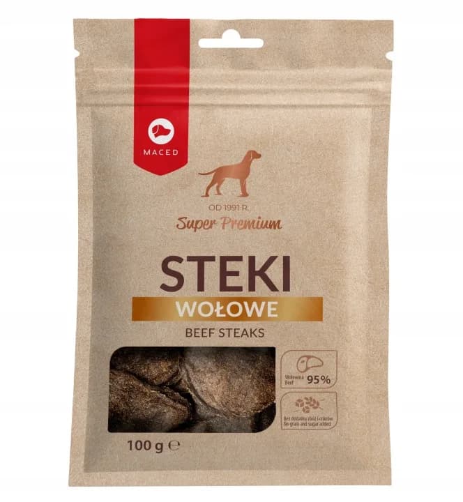 Maced Przysmaki dla psów Steki Wołowe Super Premium Smakołyki Smaczki