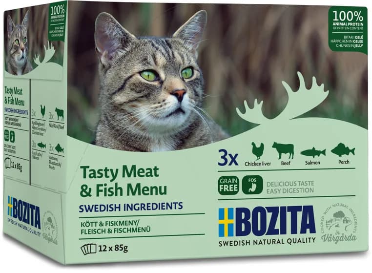 Bozita Saszetki dla kota w galaretce z mięsem i rybą (mix ) 4 × 3 szt.
