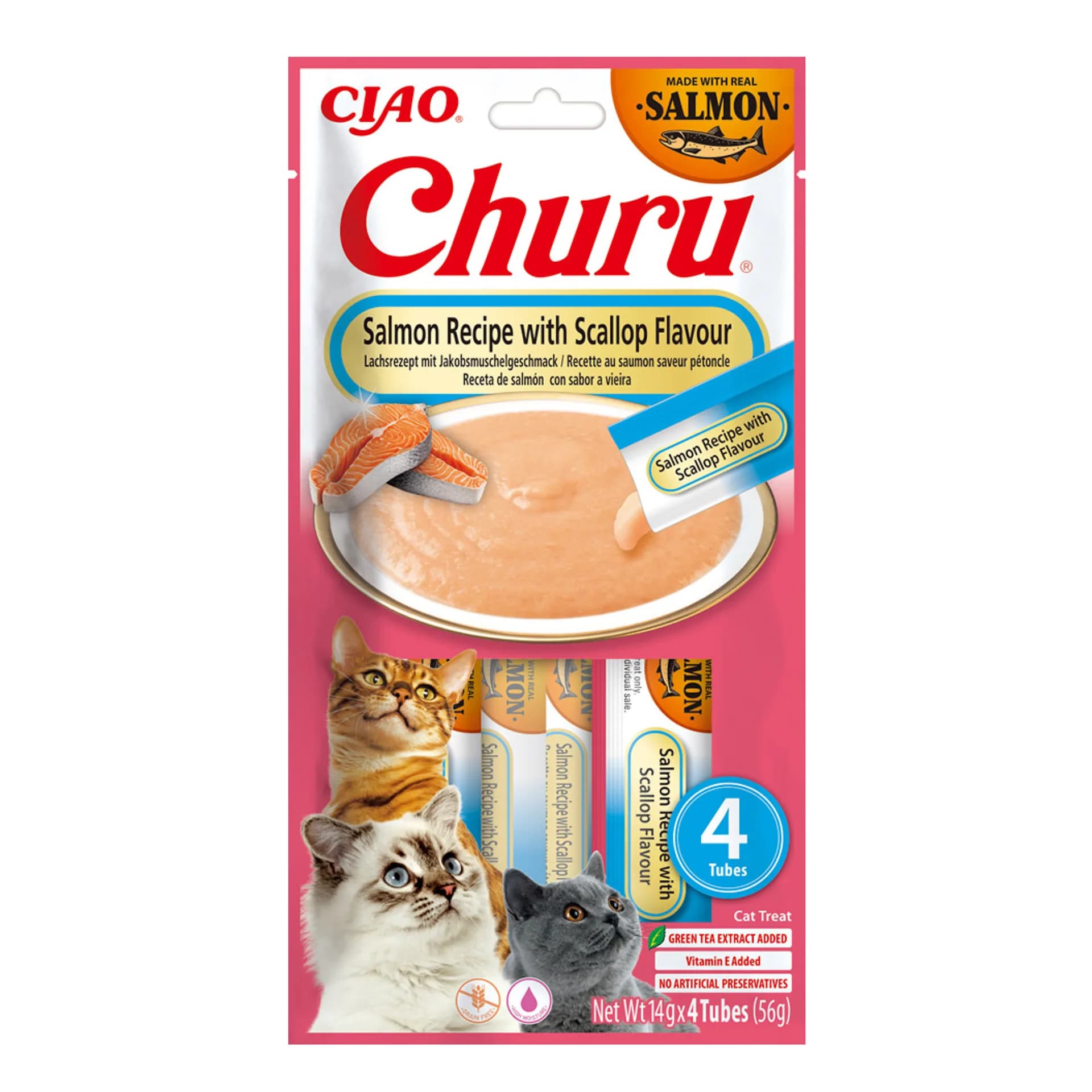 INABA Cat Churu przysmak dla kota Łosoś z małżą 4 × 14 g 56 g