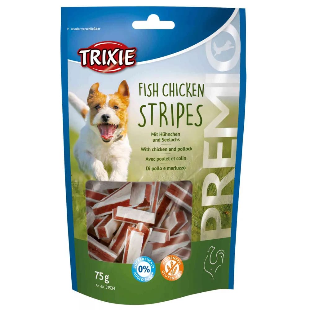 Trixie Przekąski dla psa Premio Stripes przysmak kurczak z mintajem – 4011905315348