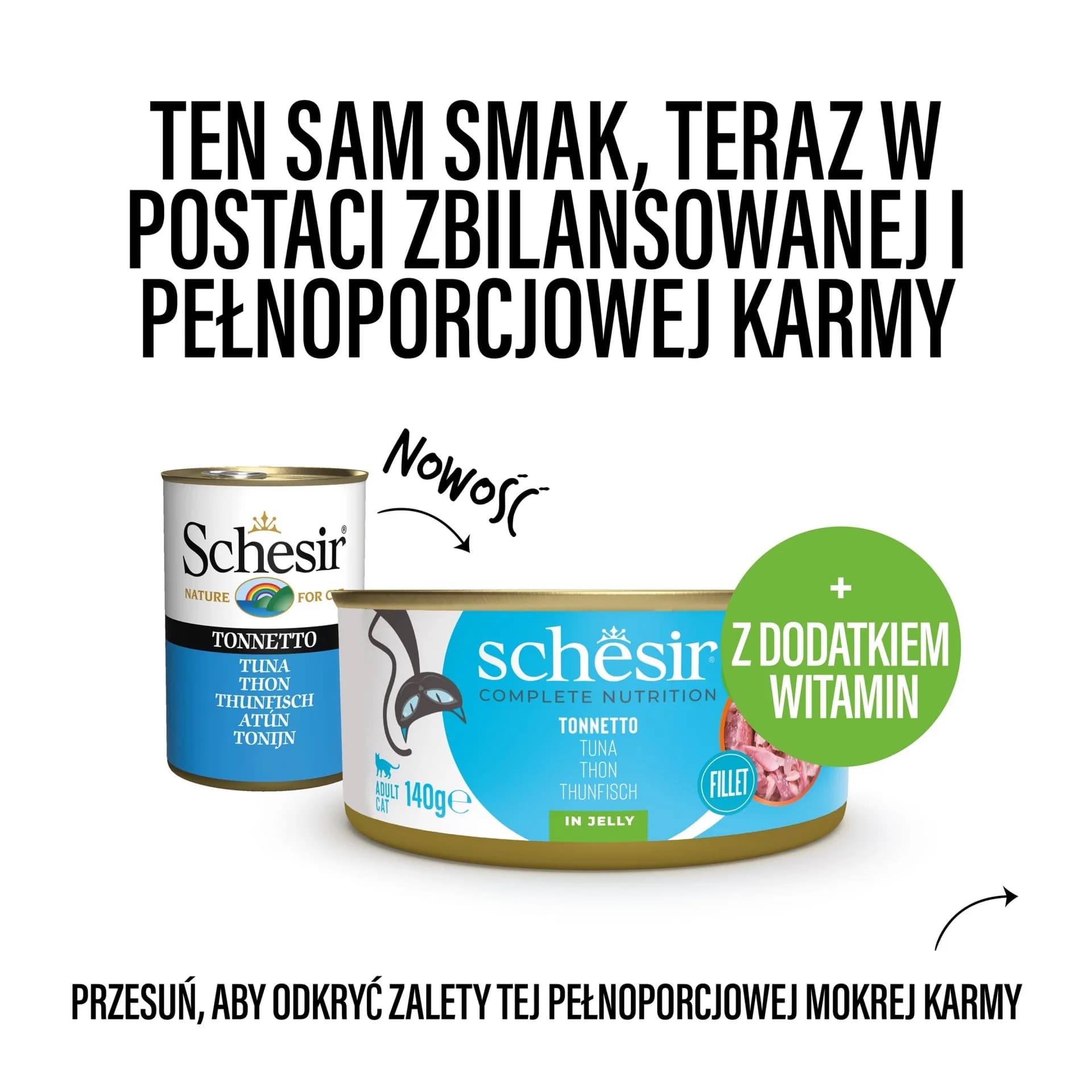 Schesir karma mokra dla kotów tuńczyk w galarecie puszka 140 g