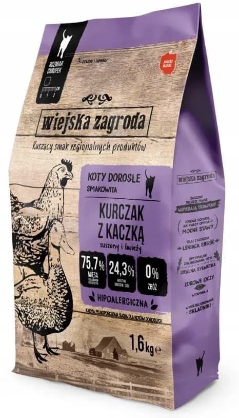 Wiejska Zagroda karma sucha dla kota kurczak z kaczką – 1,6 kg