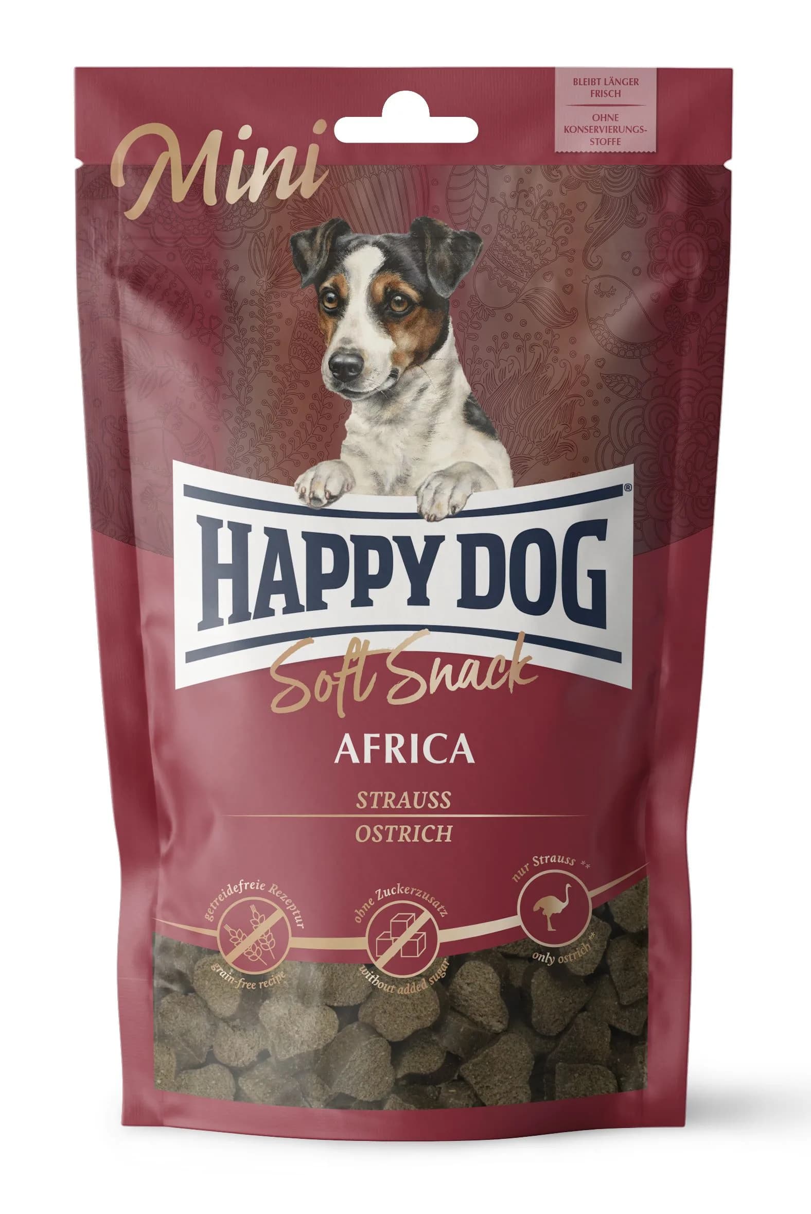 Happy Dog Soft Snack Mini Afryka przysmak dla psów dorosłych struś do 100 g